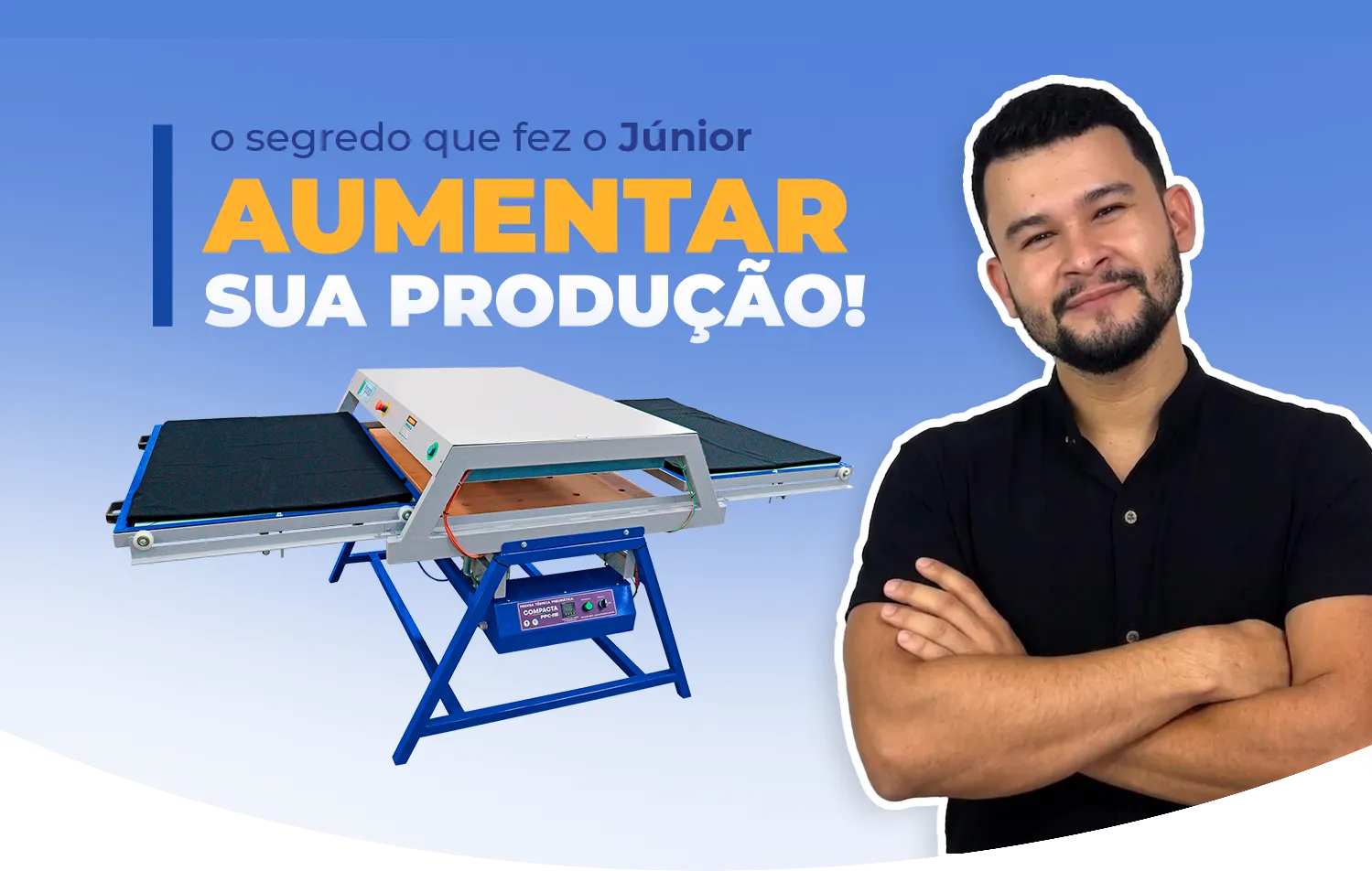 Júnior com a Prensa Pneumática Compacta 115 da Yguaçú Máquinas